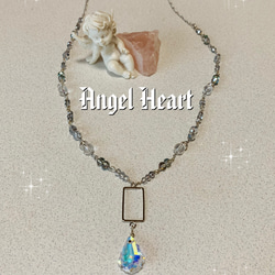 ～Angel　Heart～　天然石　水晶　キラキラビーズのオリジナルネックレス 1枚目の画像