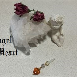 ～Angel　Heart～　天然石　ハートカーネリアン　水晶　のイヤホンジャック 1枚目の画像