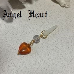 ～Angel　Heart～　天然石　ハートカーネリアン　水晶　のイヤホンジャック 2枚目の画像