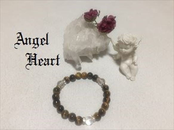 〜Angel Heart〜 天然石　タイガー&水晶のブレス 2枚目の画像