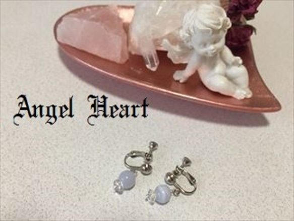 ～Angel　Heart～ブルーレース（8ｍｍ）＆水晶のイヤリング　シルバー 1枚目の画像