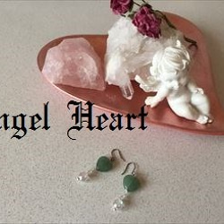 ～Angel　Heart～　天然石　ハート　インド翡翠　キラキラのピアス　シルバー 1枚目の画像