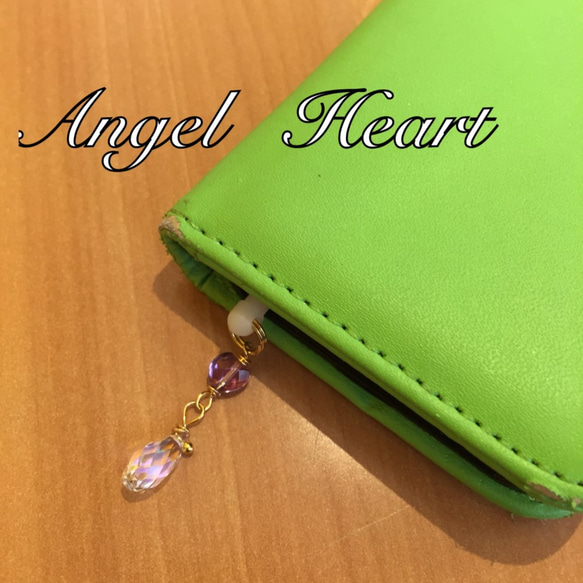 ～Angel　Heart～・ハートローズクォーツ＆ハート水晶のイヤホンジャック　スマホピアス 5枚目の画像