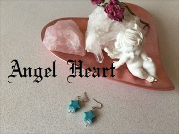 ～Angel　Heart～・星のターコイズ＆キラキラのピアス　シルバー 2枚目の画像