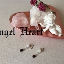 ～Angel　Heart～・ムーンストーン・ガーネット＆キラキラのピアス　シルバー 2枚目の画像