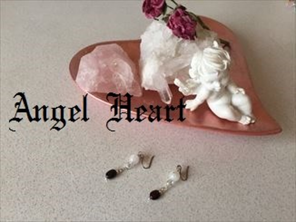 ～Angel　Heart～・ムーンストーン・ガーネット＆キラキラのピアス　シルバー 2枚目の画像