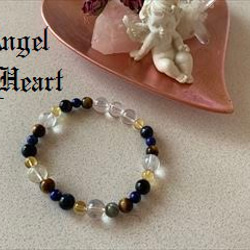 Angel Heart  ラピスラズリ・シトリン・2種のタイガー・ラブラド＆水晶のブレス　金運アップ　メンズ 1枚目の画像