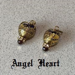 ～Angel　Heart～ヴェネチアンビーズハート　コバルト（13mm×12ｍｍ)のピアス　G 2枚目の画像