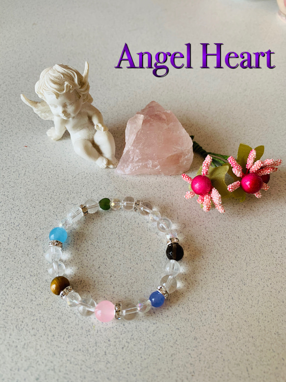 Angel Heart 　アミュレット　7色　厄除け　タイガーアイ　カルセドニーなど 1枚目の画像