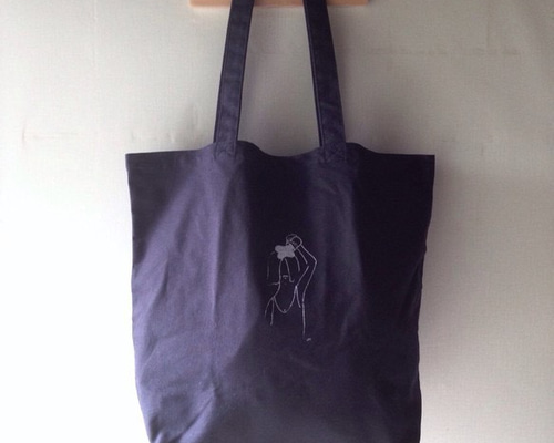 大きめキャンバストートバッグ（紺色） トートバッグ kanae uchida