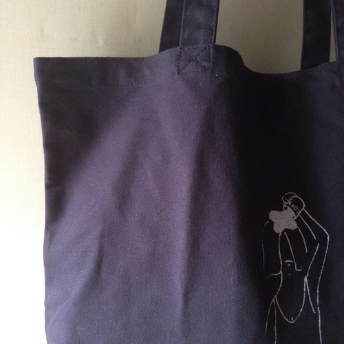 大きめキャンバストートバッグ（紺色） トートバッグ kanae uchida