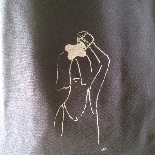 大きめキャンバストートバッグ（紺色） トートバッグ kanae uchida