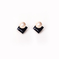 [免費送貨]方形珍珠耳環（也可以製造穿刺）[訂購] 第2張的照片
