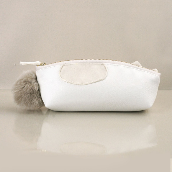 【送料無料】白いハチワレねこのペンケースAタイプ(受注製作)Pinpignon猫ペンケース 2枚目の画像