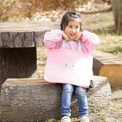 【送料無料】入園・入学準備に ねこのレッスンバッグ ピンク 内側キルティング(受注生産) 10枚目の画像