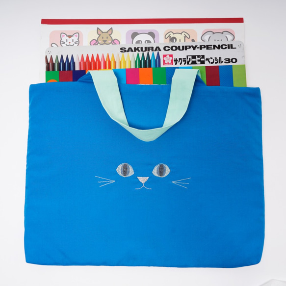 [免運費] 貓課袋入場準備入場藍色內絎縫（定做） 第6張的照片