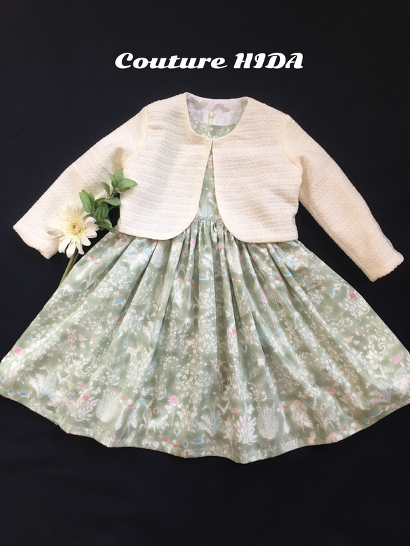 限定品リバティプリント ヨシエ 若草色 ワンピース ジャケット