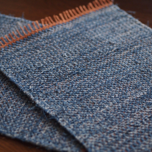 ウォッシュドデニムの裂き織りランチョンマット ランチョンマット