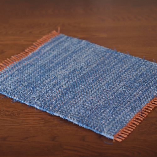 ウォッシュドデニムの裂き織りランチョンマット ランチョンマット