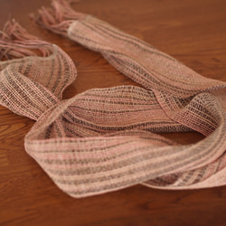 草木染めヘンプ×コットンの手織りミニストール 2枚目の画像