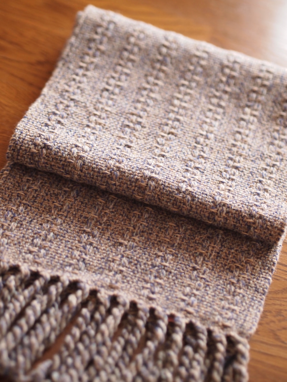 《冬限定》ラムウールの手織りマフラー 2枚目の画像
