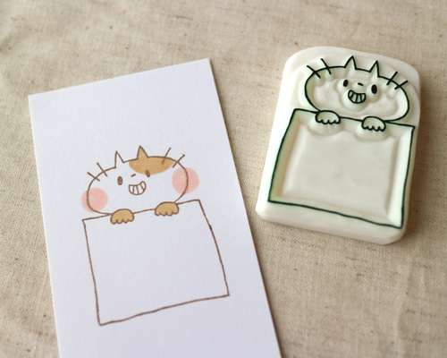 にゃんこがひょっこり枠 」消しゴムはんこ はんこ・スタンプ nuco