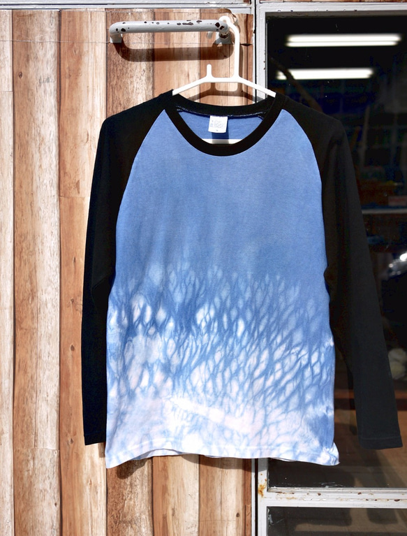 OCEAN BLUE 藍染長袖棒球衣Ｔ恤S尺寸 LSS-1 第1張的照片
