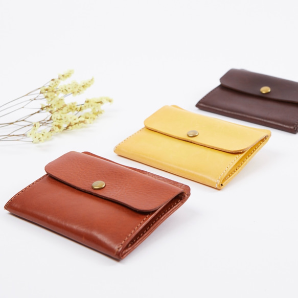 フラグメントケース お札二つ折り | Italy本革・レザー　【letamiW】コニャック 厚み約10mm 30枚 お札：2つ折り 20枚 カード3枚 あえて