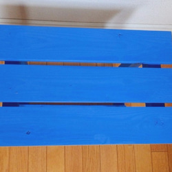 ブルーの木製ベンチ　テーブルにも　（即納可） 2枚目の画像