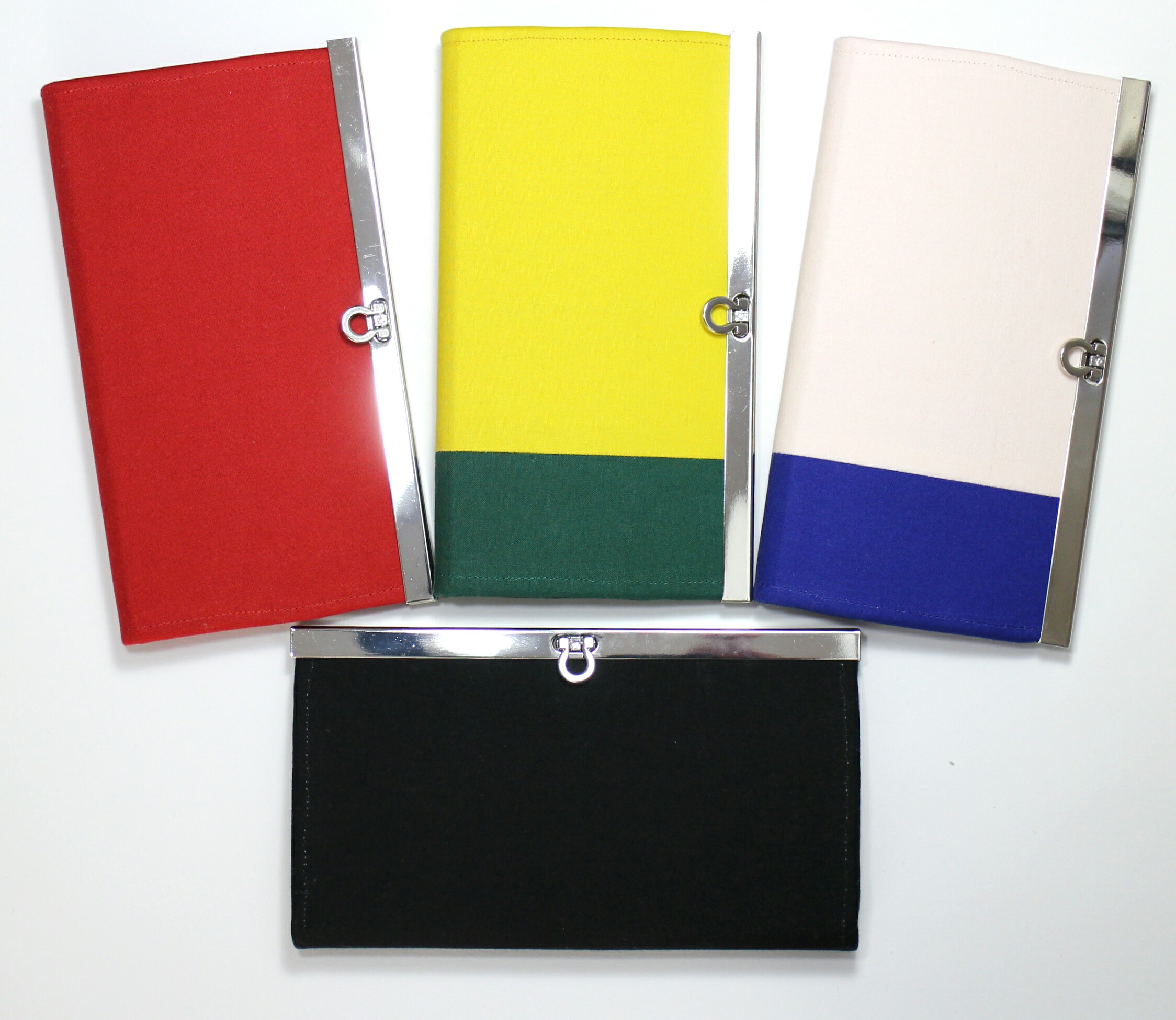 カラーオーダー可 整頓しやすいデザイン。直線口金の長財布 無地色a【受注生産】