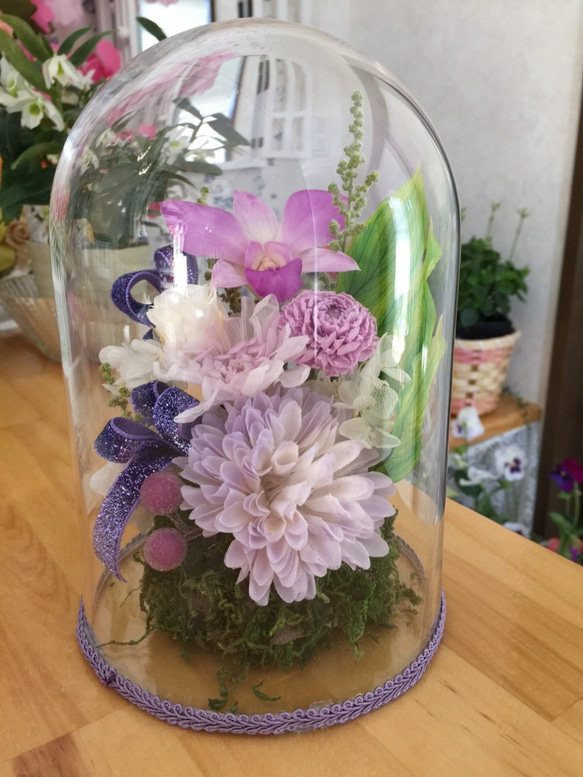 仏花 お供えに～プリザーブドフラワー ガラスケース入り アートフラワー ～atelierhanakago～ 通販｜Creema(クリーマ)