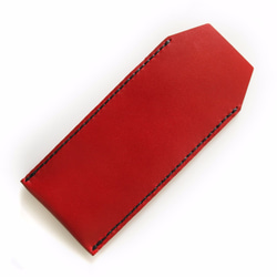 [眼鏡盒 waniguchi] 紅黑線 KAKURA 牛皮手工縫製名字雕刻可能 第2張的照片