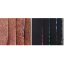 包中包 [5 個皮革口袋 S“Thread”] 棕色 黑色 KAKURA 牛皮 手工縫製 可刻上姓名 第9張的照片