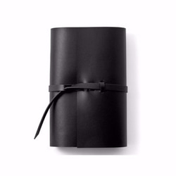 KAKURA [繫繩聖經系統筆記本，4 件套] 黑色，黑線，手工縫製，牛皮，可刻名 第3張的照片