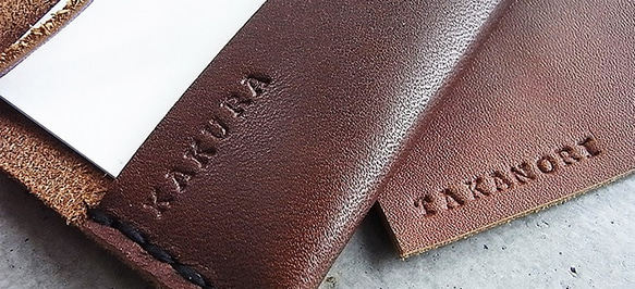 包中包【5個皮口袋L】古董棕棕線KAKURA牛皮手縫可刻名字 第9張的照片