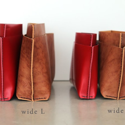 袋中袋 [5 個皮革口袋 L] 紅黑線 KAKURA 牛皮手工縫製名字雕刻可能 第7張的照片