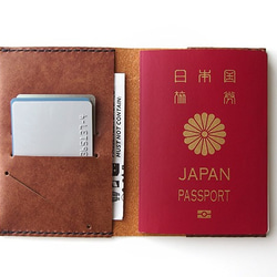 【パスポートカバー】アンティークブラウン  茶糸 KAKURA 手帳カバー 手縫い 本革 名入れ刻印可 1枚目の画像