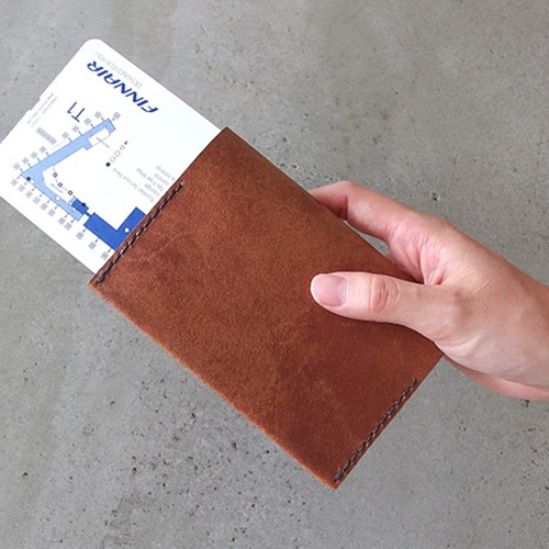 パスポートカバー】アンティークブラウン 茶糸 KAKURA 手帳カバー