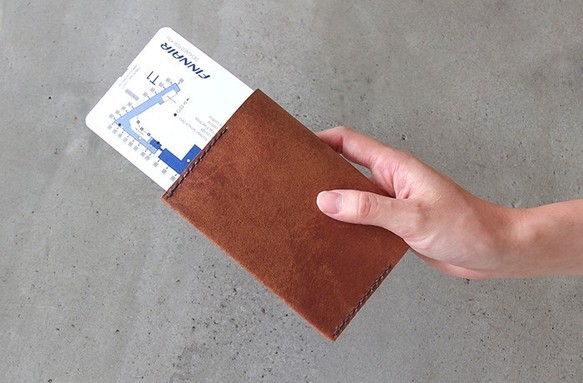 [護照套] 黑色白線 KAKURA 筆記本套 手工縫製真皮 可刻名字 第6張的照片