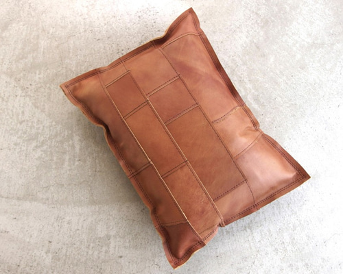 レザークッション tunagu 35×26 】アンティークブラウン 牛革 本革