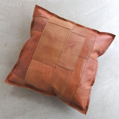 本革　レザー　クッション　アンティーク　レトロ　希少 レザークッション tunagu 35 】アンティークブラウン 牛革 本革 KAKURA