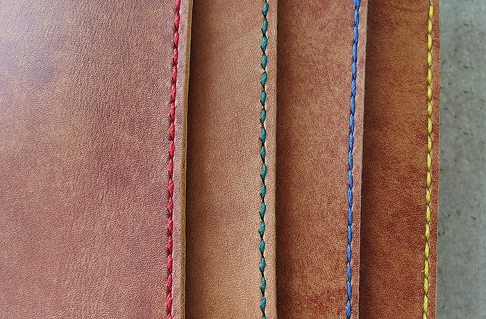 『Creema限定 受注製作』バッグインバッグ【 5レザーポケット wide L 】ブラウン "糸ふで" 名入れ刻印可