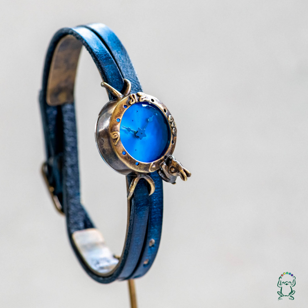 【Creema限定】一番星見つけた子ウサギ腕時計SS深青