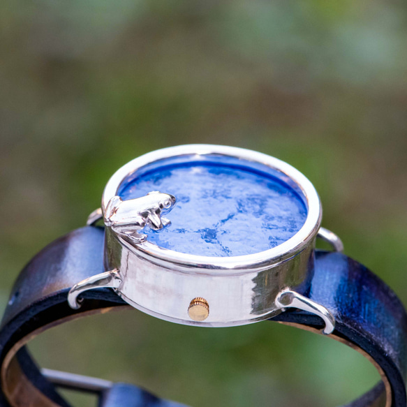 池をのぞくカエル腕時計LとSSパステルブルー 6枚目の画像