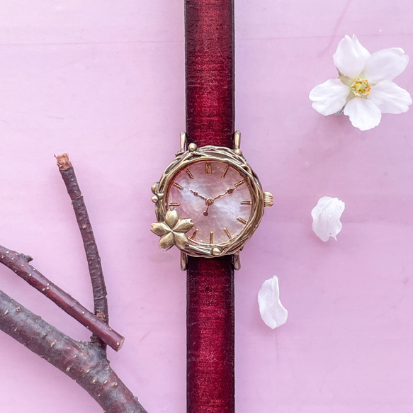 流るる桜腕時計Sマーブルピンク 1枚目の画像