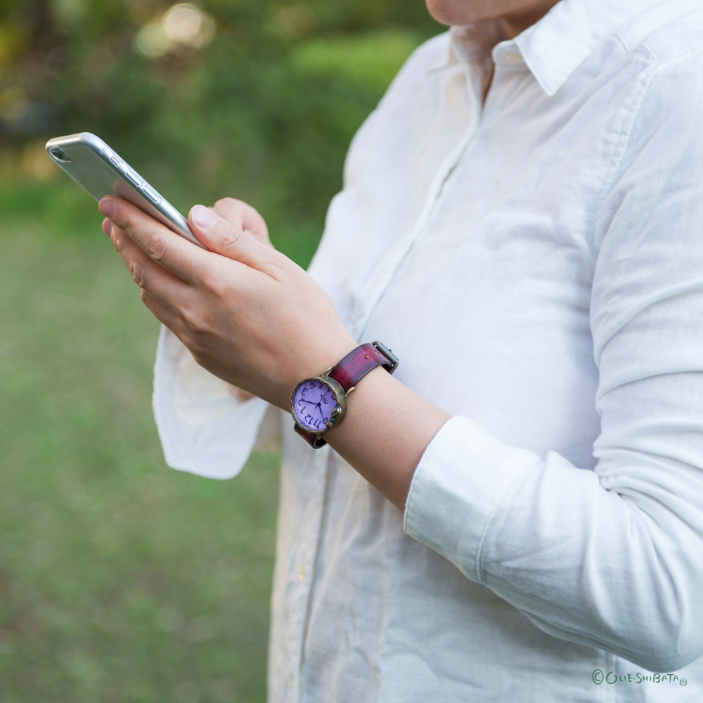 たそがれネコ腕時計Mラベンダー