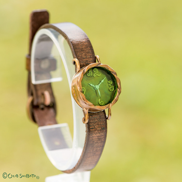 圓頂手錶SK綠色 第3張的照片
