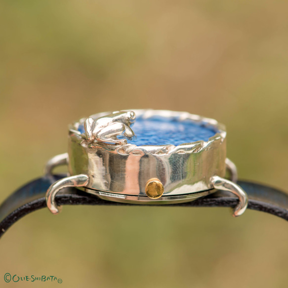 池をのぞく蛙腕時計MパステルブルーSiver 4枚目の画像