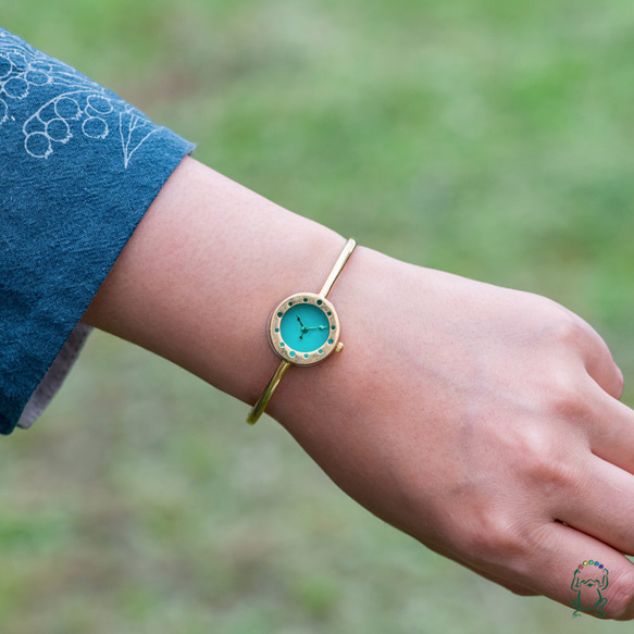 手鐲型手錶S 藍綠色 池塘邊 第3張的照片