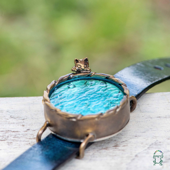 擔心金魚的小貓手錶M天藍色 第4張的照片